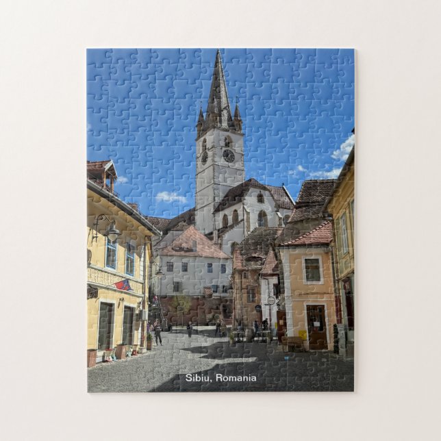 Puzzle Atractiva visión de Sibiu, Rumania sobre un (Vertical)