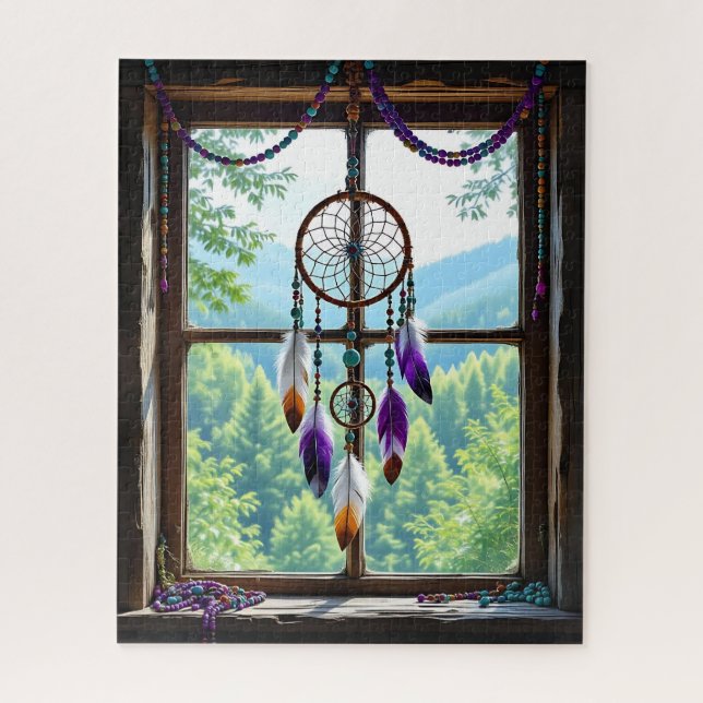 Puzzle Atrapasueños en ventana | Arte Boho (Vertical)