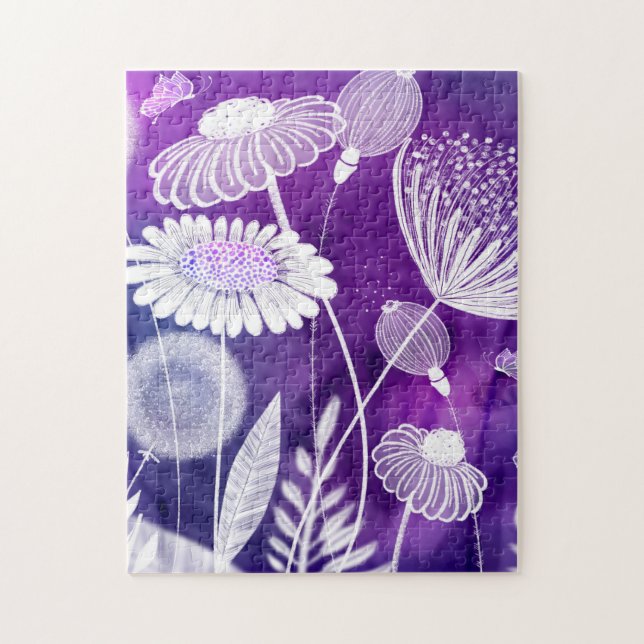 Puzzle Audaz arte violeta morado y salvaje de las flores (Vertical)