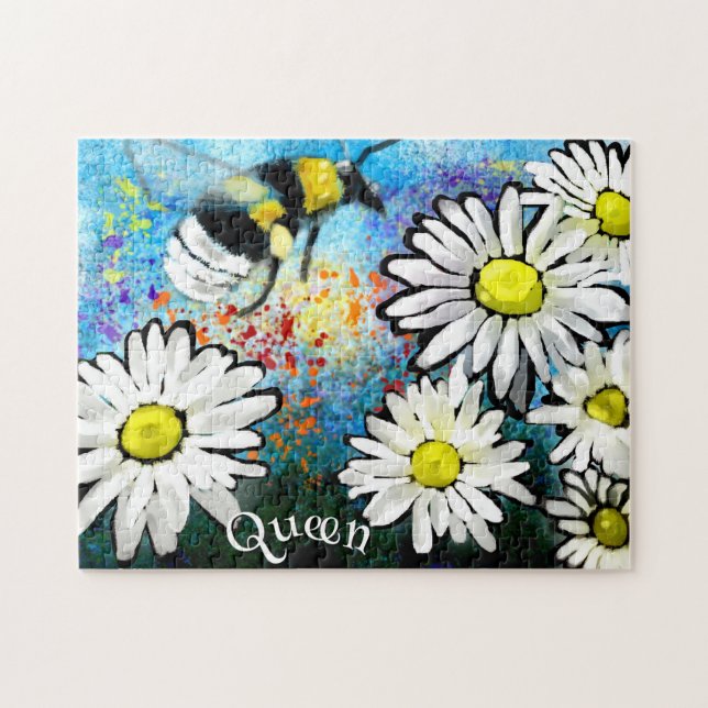 Puzzle Augusto caprichoso en daisis personalizado (Horizontal)