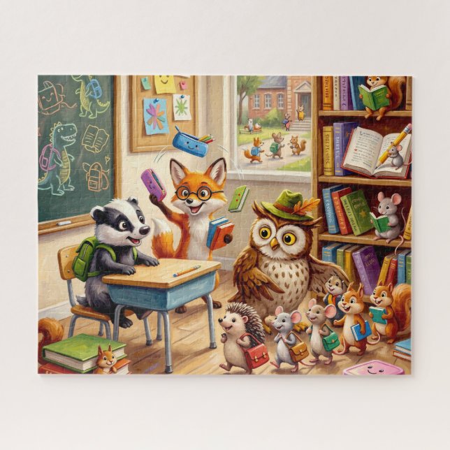 Puzzle Aula de Animales Adorables (Horizontal)