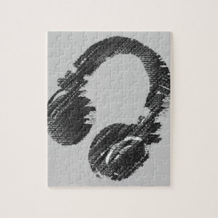 Puzzle auriculares DJ de música negra / DJ