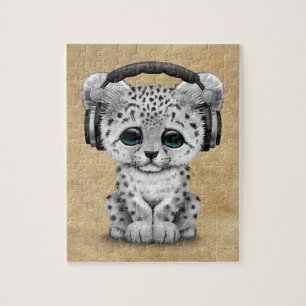 Puzzle Auriculares que llevan lindos de Cub DJ de la onza