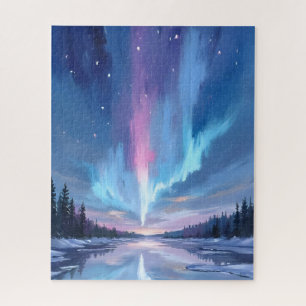 Puzzle Aurora Boreal Acuarela Luces del Norte Pintado