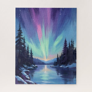 Puzzle Aurora Boreal   Luces del Norte Acuarela