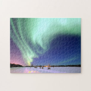Puzzle Aurora Boreal sobre Alaska