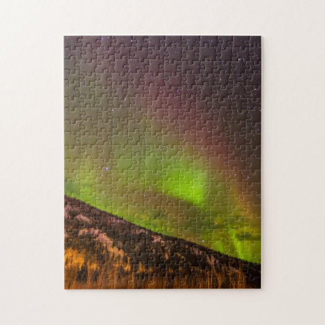 Puzzle Aurora Borealis | Montañas Fairbanks Alaska (Vertical)