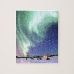 Puzzle Aurora Borealis, o aurora boreal, Alaska