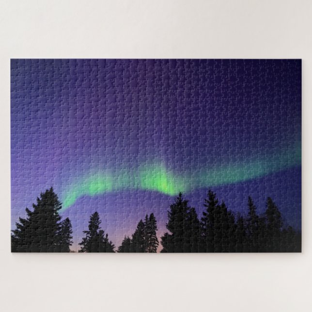 Puzzle Aurora Borealis & Trees | Manitoba, Canadá (Horizontal)