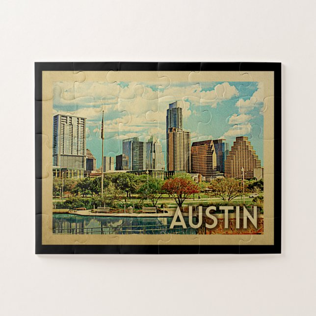 Puzzle Austin Texas Vintage Travel (Horizontal)