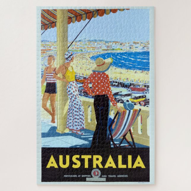Puzzle AUSTRALIA 1920 BONDI BEACH TRAVEL POSTER Jigsaw P (Vertical)
