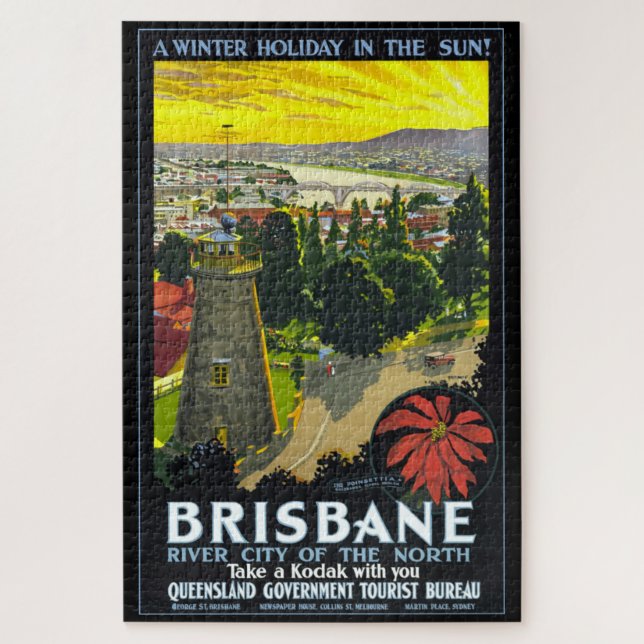 PUZZLE AUSTRALIA AFICHE DE VIAJE BRISBANE DE LOS AÑOS 193 (Vertical)