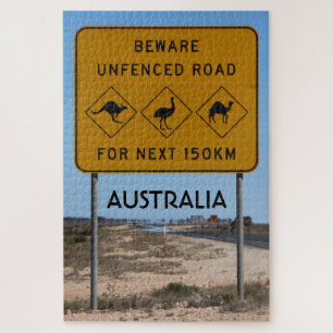 Puzzle Australia: Cuidado con el letrero de carretera sin