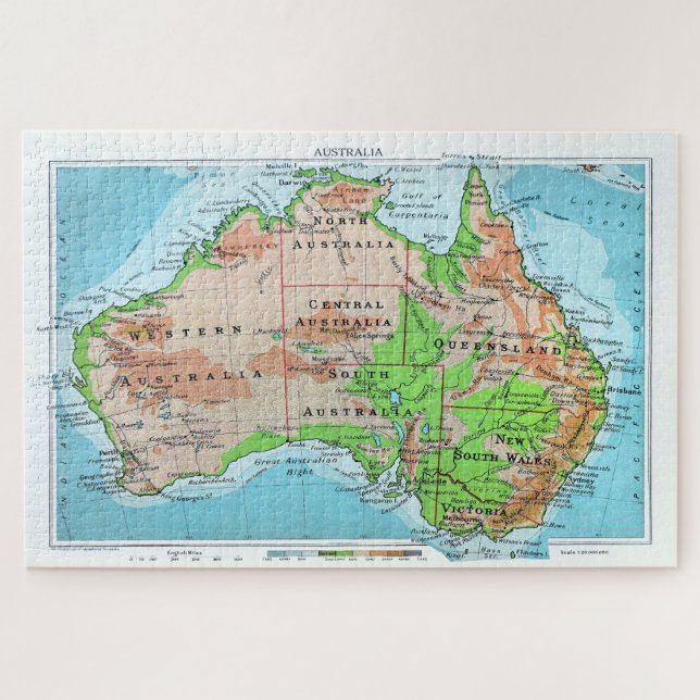 Puzzle Australia de antaño. Un mapa restaurado. (Horizontal)