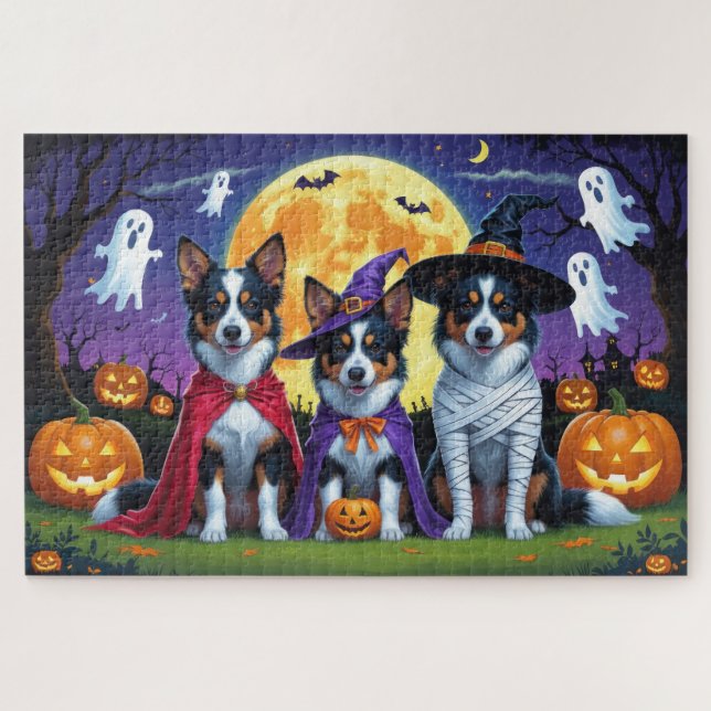Puzzle Australia Kelpies Dogs Calabaza Halloween Funny (Horizontal)