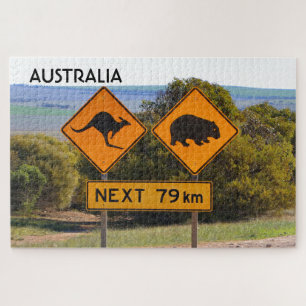 Puzzle Australia: Señales de carretera de canguro y womb