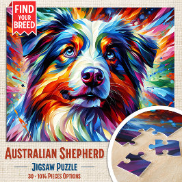 Puzzle Australian Shepherd Dog Acrylic Art Print