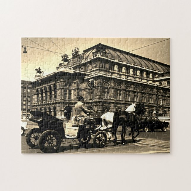 Puzzle Austria Viena Fiaker Staatsoper ópera vintage (Horizontal)