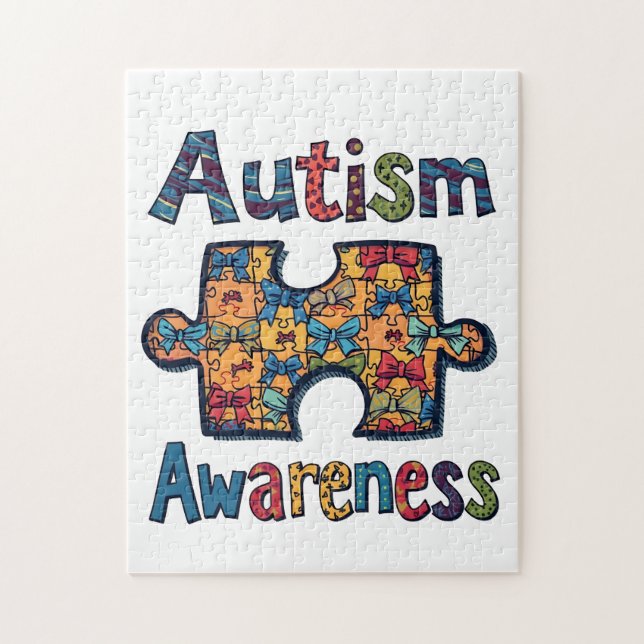Puzzle Autismo Mamá Rompe Pieza Coquette Bow Autismo De C (Vertical)