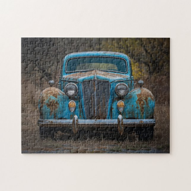 Puzzle Auto azul vintage ruso (Horizontal)