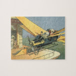 Puzzle Auto convertible de vintage Science Ficción Steamp<br><div class="desc">Ilustracion Vintage Victoriano futurista viajes y transporte ciencia ficción diseño de punk de vapor con un auto convertible volador con alas. El chófer está a punto de aterrizar su coche futurista (o es un avión) en la tienda de chocolates en el futuro. Un clásico diseño de ciencia ficción de historietas...</div>