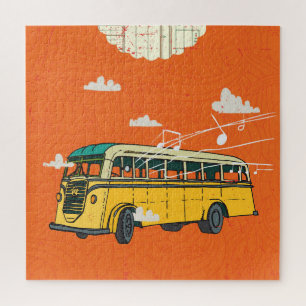 Puzzle Autobús de época: fondo de textura de nubes