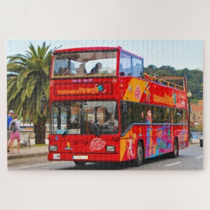 Puzzle Autobús de turismo rojo, Oporto, Portugal