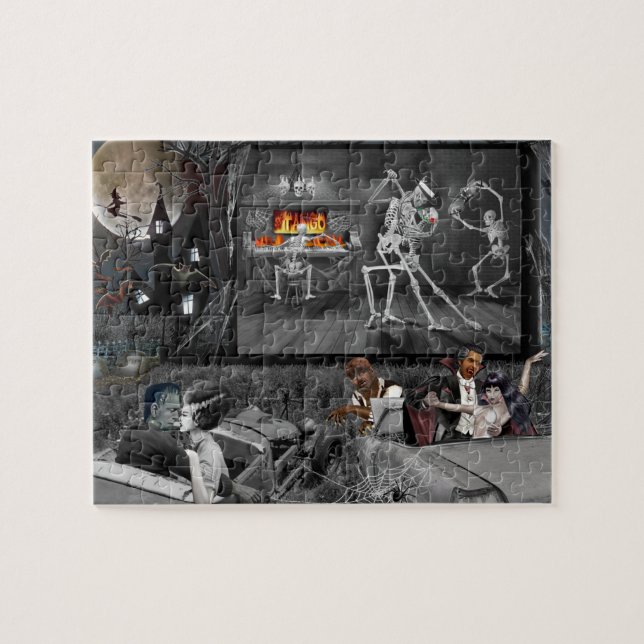 Puzzle Autocinema embrujado de Halloween (Horizontal)