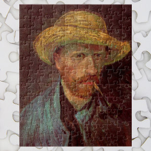 Puzzle Autorretrato de Van Gogh con sombrero de paja y pi