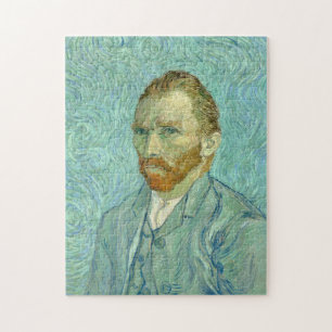 Puzzle Autorretrato de Vincent Van Gogh con fondo azul