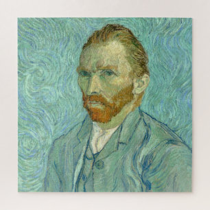 Puzzle Autorretrato de Vincent Van Gogh con fondo azul