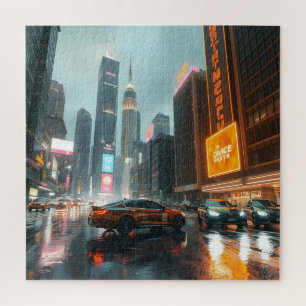 Puzzle Autos de la ciudad de Cyberpunk Skyscrapper