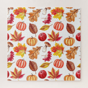 Puzzle Autumn Botanic Seamless: Elegancia Floral.