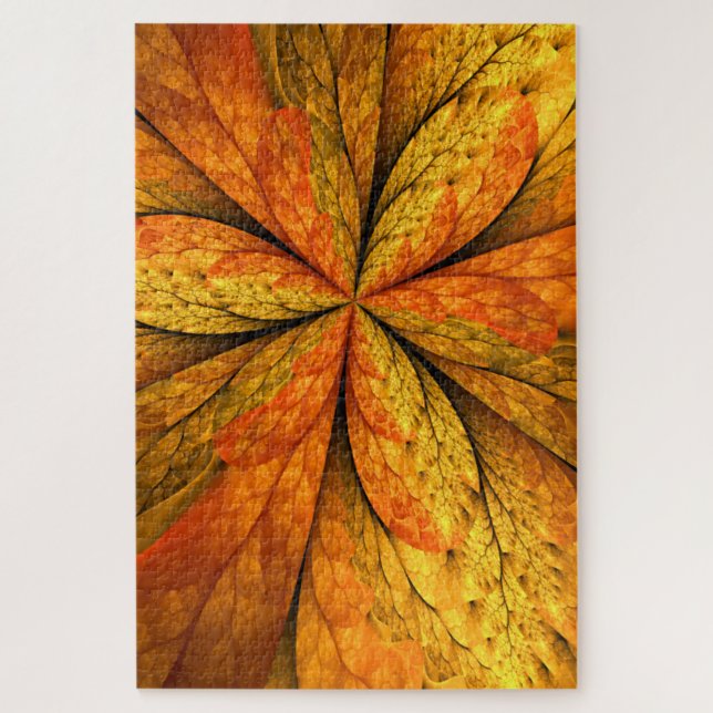 Puzzle Autumn Feeling, Modern Abstract Fractal Flower (Vertical)