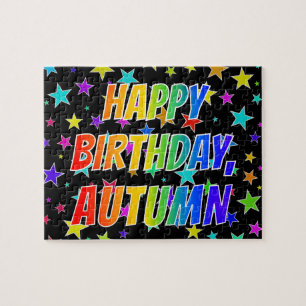 Puzzle "AUTUMN" Nombre, Diversión "FELIZ CUMPLEAÑOS"