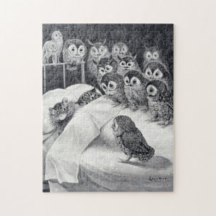 Puzzle Ave De Búho Nocturno De Gatos, Louis Wain