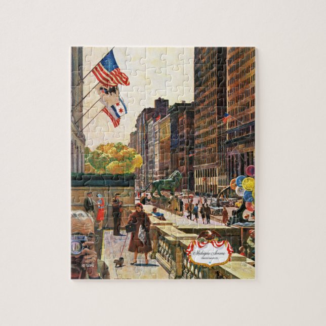 Puzzle Avenida Michigan, Chicago, por John Falter (Vertical)