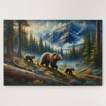 Aventura con oseos y cobs, montaña boscosa