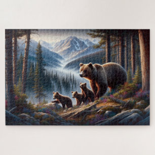Puzzle Aventura con oseos y cobs, montaña boscosa