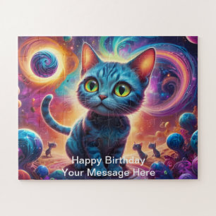 Puzzle Aventura de un gato alienígena en un bosque espaci