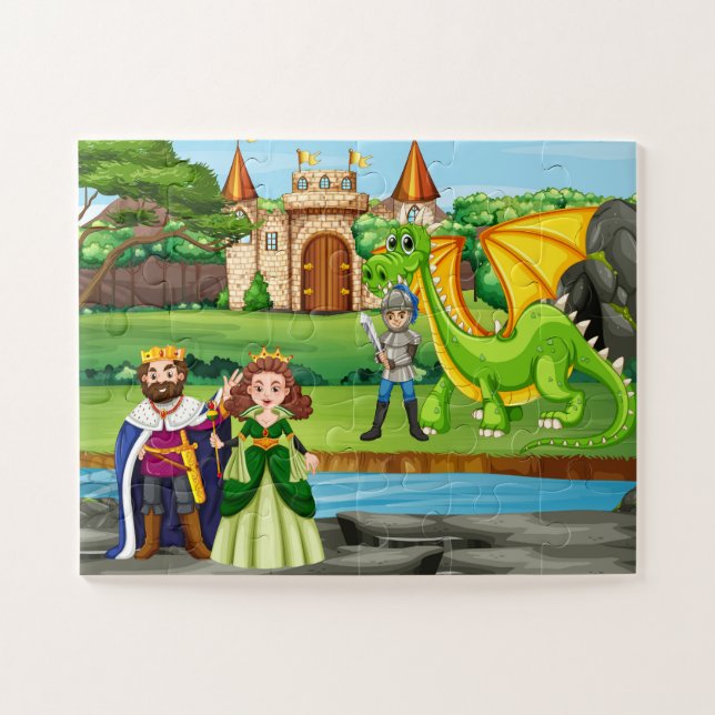 Puzzle Aventura medieval: Caballeros y dragones (Horizontal)