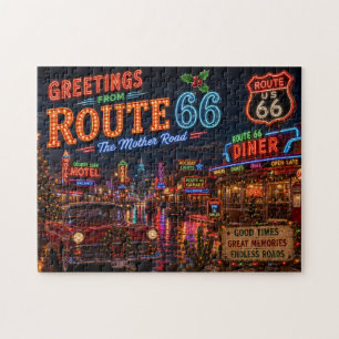 Puzzle Aventura Navideña Neon Ruta 66 Retro