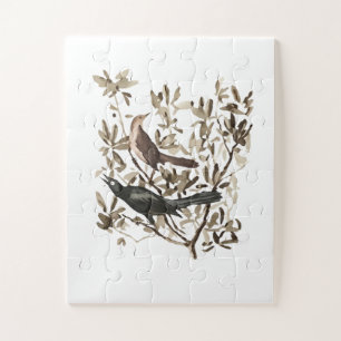Puzzle Aves Acuarela Vintage en Ramas Decorativas