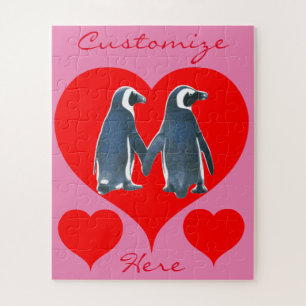 Puzzle Aves amorosas Pingüino Pareja Corazón Rojo Thunder