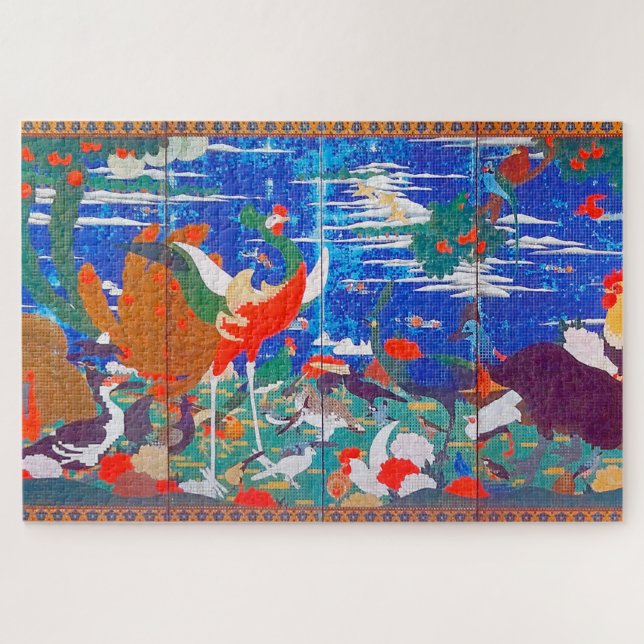 Puzzle Aves, animales y plantas florecientes (izquierda)  (Horizontal)