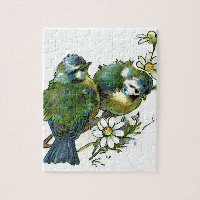 Puzzle Aves azules vintage (Vertical)