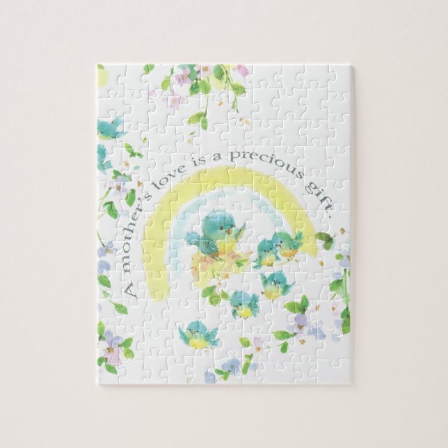 Puzzle Aves de amor azules del Día de la Madre (Vertical)