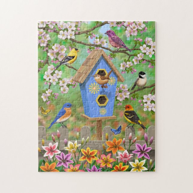 Puzzle Aves del Songbirds Lily Garden (Vertical)