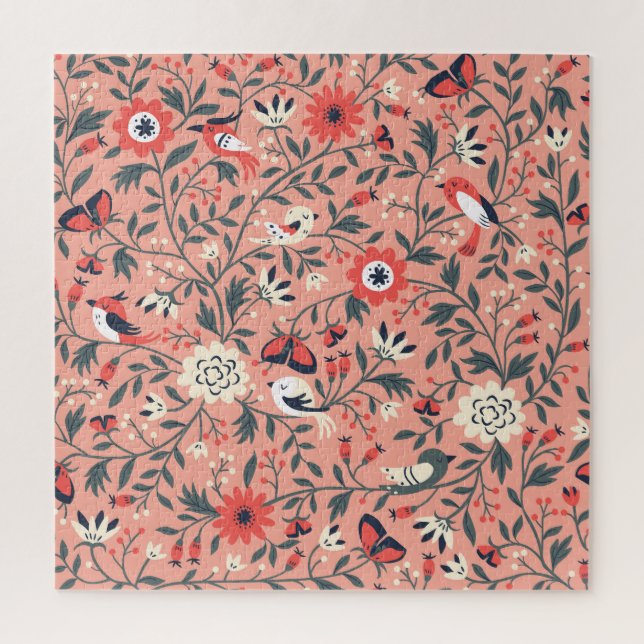 Puzzle Aves Florales Mano Dibujando Vintage (Vertical)