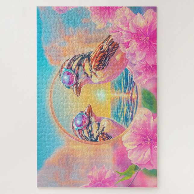 Puzzle Aves Guay con gafas de sol al atardecer (Vertical)